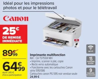 Imprimante multifonction Canon CA TS7550I WH