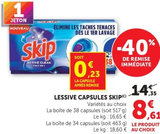 Lessive capsules Skip Active Clean