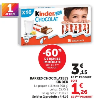 Barres chocolatées Kinder Chocolat