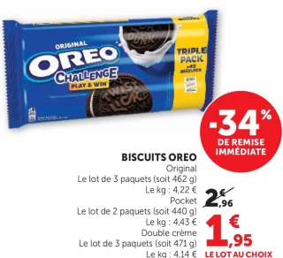 Biscuits Oreo Original, Pocket ou Double crème