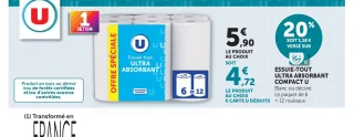 Essuie-tout ultra absorbant compact U