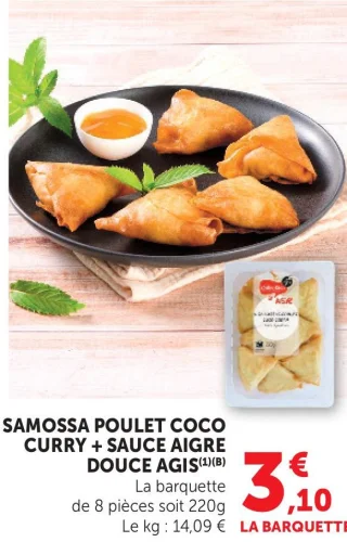 Samossa Poulet Coco Curry + Sauce Aigre Douce Agis