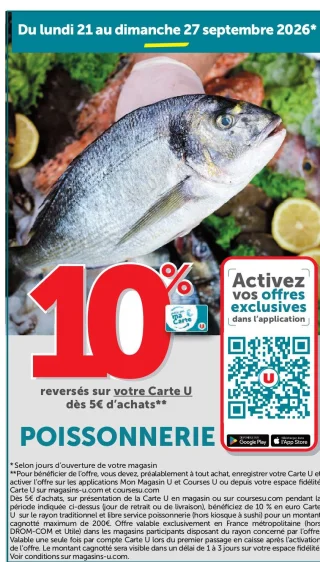 Sélection Poissonnerie - 10% reversés sur votre Carte U