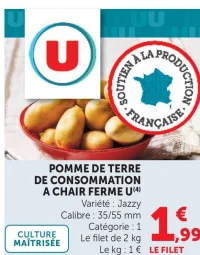 Pomme de terre de consommation à chair ferme U