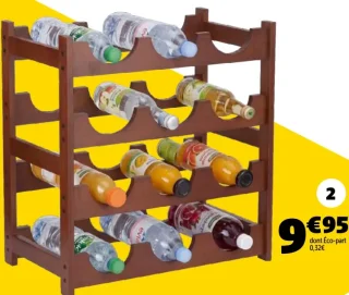 GIFI RANGE-BOUTEILLES 12 EMPLACEMENTS DIM. 36X38X23 CM, BAMBOU, MDF*, RÉF. 647855