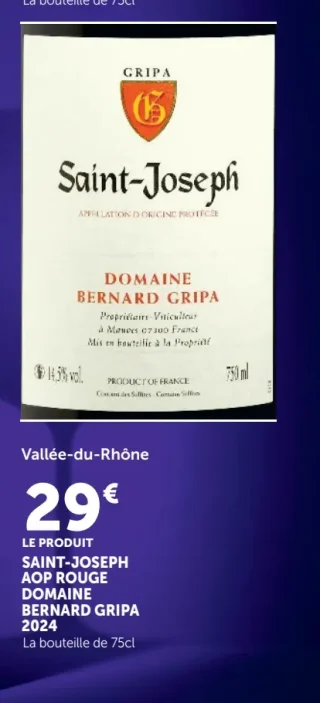 Saint-Joseph AOP Rouge Domaine Bernard Gripa 2024