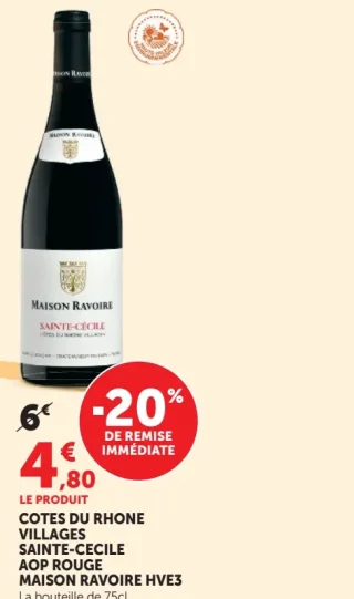 COTES DU RHONE VILLAGES SAINTE-CECILE AOP ROUGE MAISON RAVOIRE HVE3