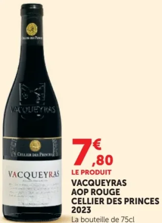 Vin rouge Vacqueyras AOP Cellier des Princes