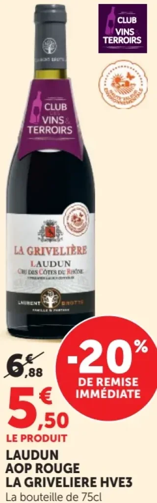 Vin rouge Laudun AOP La Grivelière