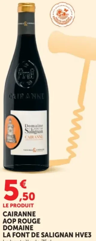 CAIRANNE AOP ROUGE DOMAINE LA FONT DE SALIGNAN HVE3