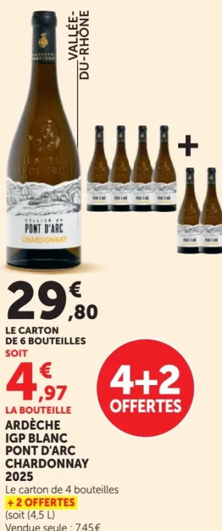 Vin blanc Ardèche IGP Pont d'Arc Chardonnay 2025