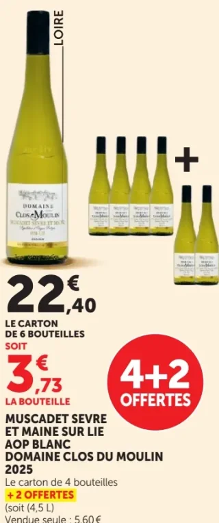Vin blanc Muscadet Sèvre et Maine sur Lie AOP Domaine Clos du Moulin 2025