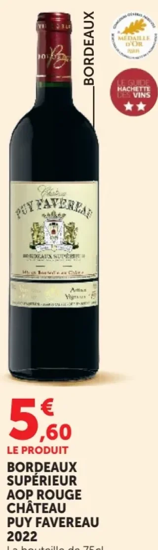 Vin rouge Bordeaux Supérieur AOP Rouge Château Puy Favereau 2022
