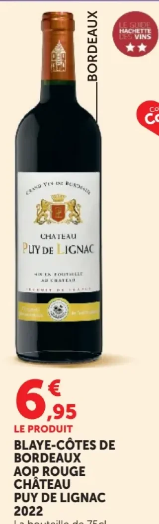 Vin rouge Blaye-Côtes de Bordeaux AOP Rouge Château Puy de Lignac 2022