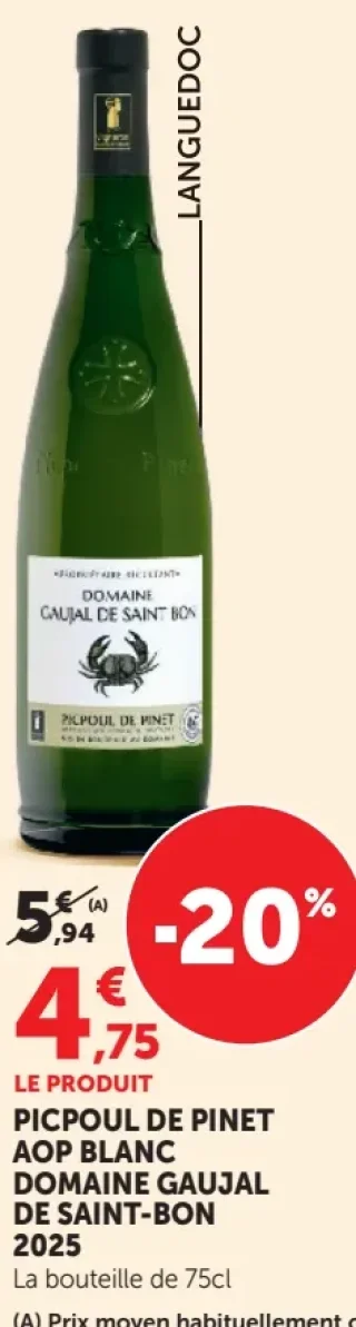 Picpoul de Pinet AOP Blanc Domaine Gaujal de Saint-Bon 2025