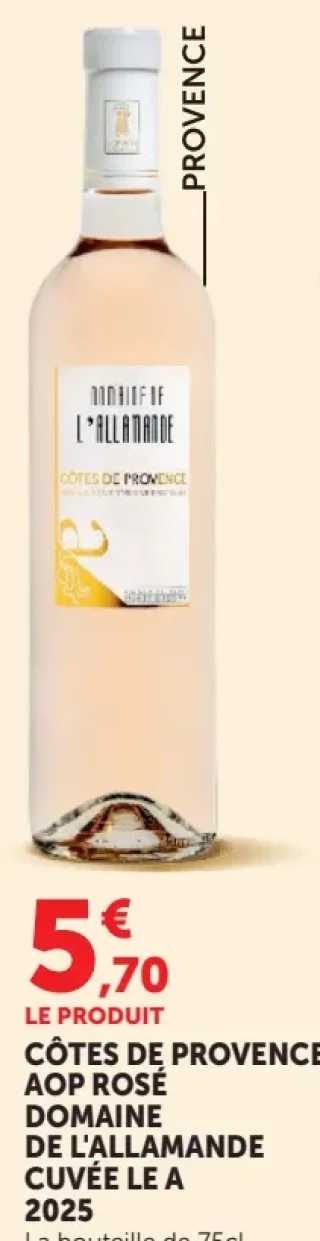 CÔTES DE PROVENCE AOP ROSÉ DOMAINE DE L'ALLAMANDE CUVÉE LE A 2025