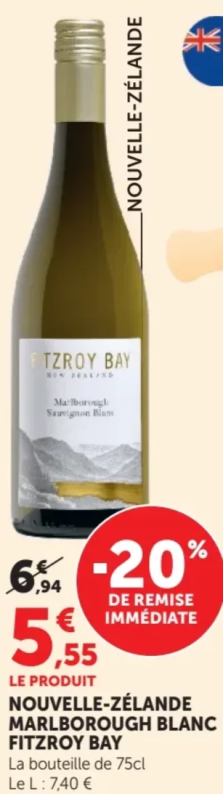 NOUVELLE-ZÉLANDE MARLBOROUGH BLANC FITZROY BAY