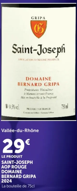 SAINT-JOSEPH AOP ROUGE DOMAINE BERNARD GRIPA 2024