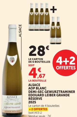 Vin blanc Alsace AOP Demi-Sec Gewurztraminer Edouard Leiber Grande Réserve 2025