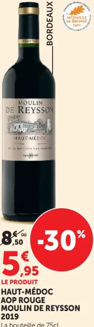 Haut-Médoc AOP Rouge Moulin de Reysson 2019