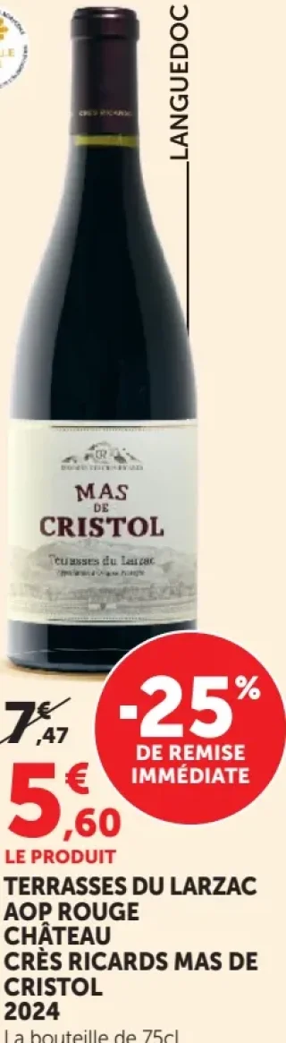 Terrasses du Larzac AOP Rouge Château Crès Ricards Mas de Cristol 2024