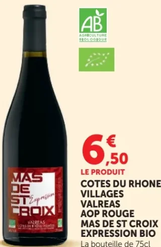 Mas de St Croix Expression Bio Côtes du Rhône Villages Valréas AOP Rouge