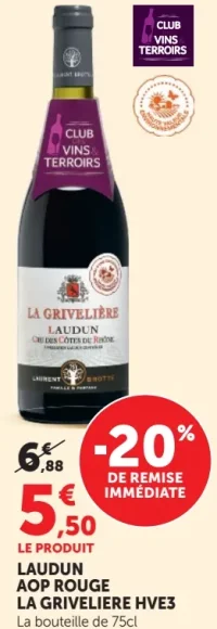 LAUDUN AOP ROUGE LA GRIVELIERE HVE3