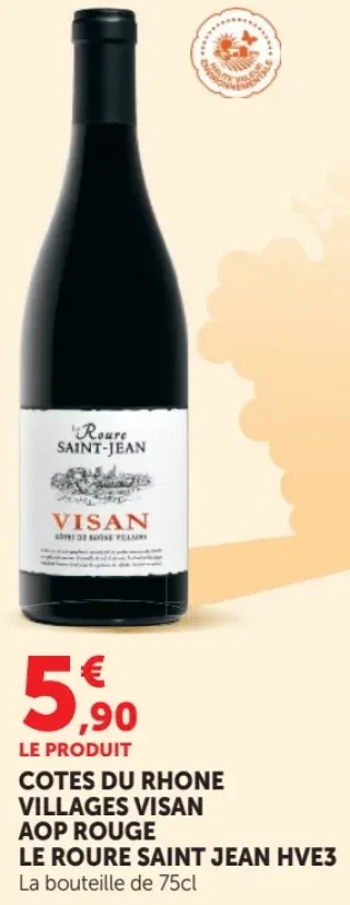 COTES DU RHONE VILLAGES VISAN AOP ROUGE LE ROURE SAINT JEAN HVE3