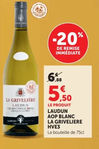 LAUDUN AOP BLANC LA GRIVELIERE HVE3