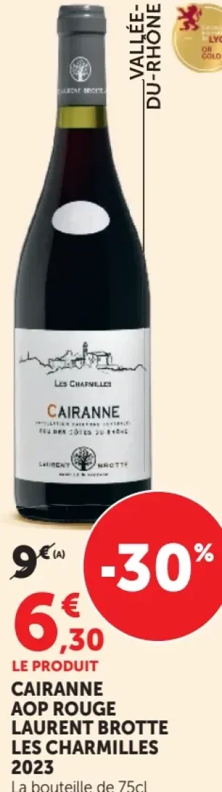 Vin rouge CAIRANNE AOP ROUGE LAURENT BROTTE LES CHARMILLES 2023