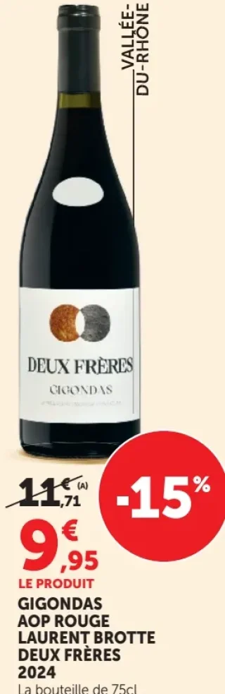 Vin rouge GIGONDAS AOP ROUGE LAURENT BROTTE DEUX FRÈRES 2024
