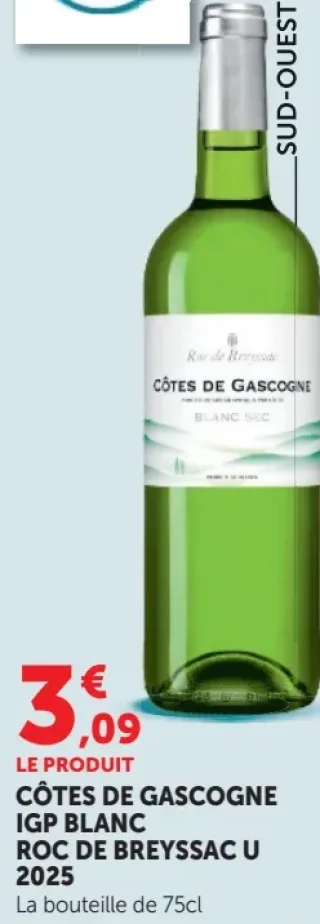 Côtes de Gascogne IGP Blanc Roc de Breyssac U 2025 Blanc Sec