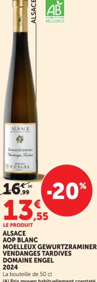 ALSACE AOP BLANC MOELLEUX GEWURZTRAMINER VENDANGES TARDIVES DOMAINE ENGEL 2024