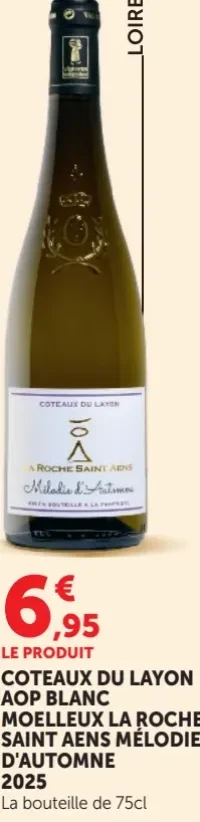 COTEAUX DU LAYON AOP BLANC MOELLEUX LA ROCHE SAINT AENS MÉLODIE D'AUTOMNE 2025