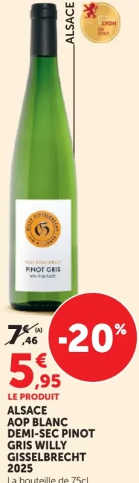 ALSACE AOP BLANC DEMI-SEC PINOT GRIS WILLY GISSELBRECHT 2025
