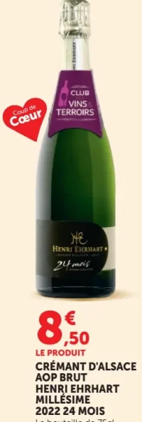 Crémant d'Alsace AOP Brut Henri Ehrhart Millésime 2022 24 Mois