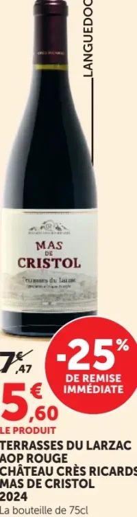 Terrasses du Larzac AOP Rouge Château Crès Ricards Mas de Cristol 2024