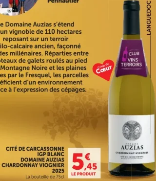 CITÉ DE CARCASSONNE IGP BLANC DOMAINE AUZIAS CHARDONNAY VIOGNIER 2025