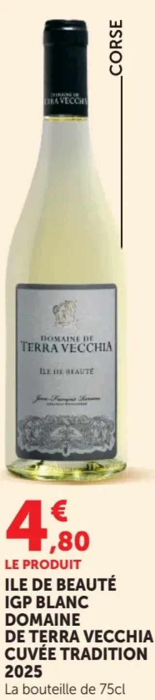 DOMAINE DE TERRA VECCHIA CUVÉE TRADITION 2025 ILE DE BEAUTÉ IGP BLANC