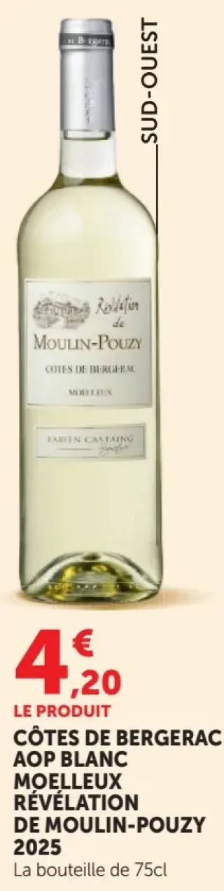 CÔTES DE BERGERAC AOP BLANC MOELLEUX RÉVÉLATION DE MOULIN-POUZY 2025