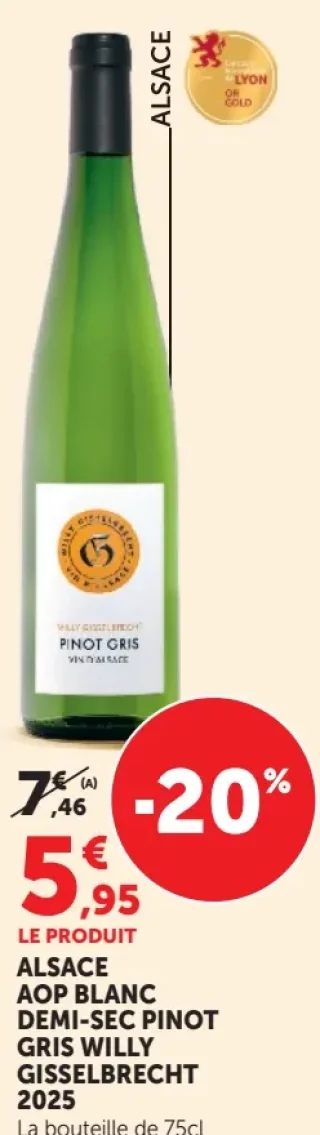 ALSACE AOP BLANC DEMI-SEC PINOT GRIS WILLY GISSELBRECHT 2025