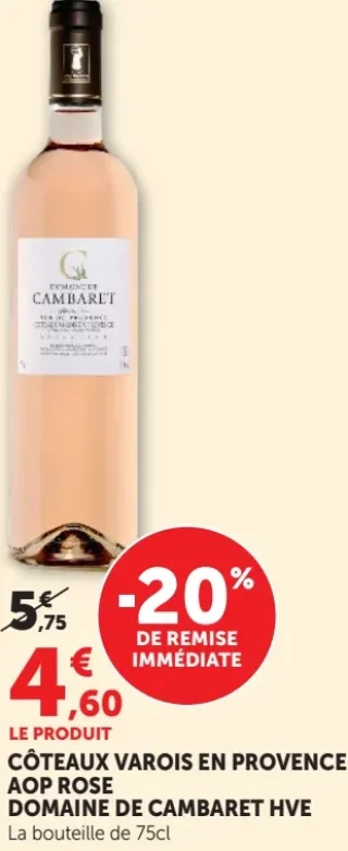 Côteaux Varois en Provence AOP Rose Domaine de Cambaret HVE