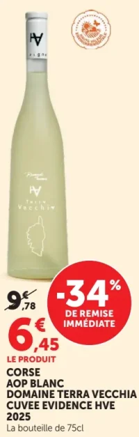 CORSE AOP BLANC DOMAINE TERRA VECCHIA CUVEE EVIDENCE HVE 2025