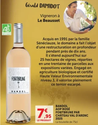 BANDOL AOP ROSÉ FONTBRUNE PAR CHÂTEAU VAL D'ARENC 2025