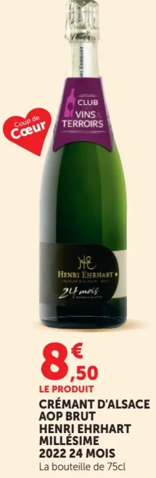Crémant d'Alsace AOP Brut Henri Ehrhart Millésime 2022 24 Mois
