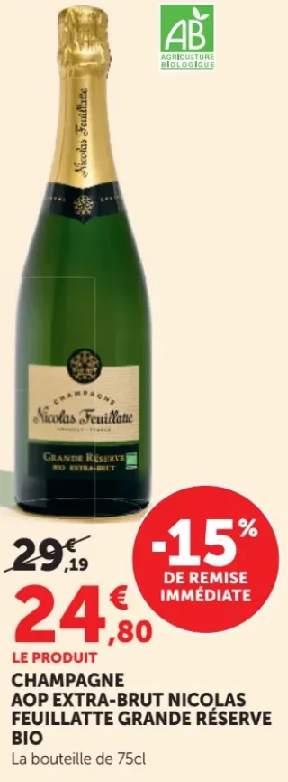CHAMPAGNE AOP EXTRA-BRUT NICOLAS FEUILLATTE GRANDE RÉSERVE BIO
