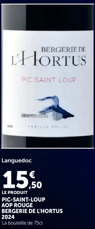 PIC-SAINT-LOUP AOP ROUGE BERGERIE DE L'HORTUS 2024