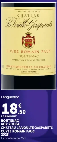 BOUTENAC AOP ROUGE CHÂTEAU LA VOULTE GASPARETS CUVÉE ROMAIN PAUC 2023