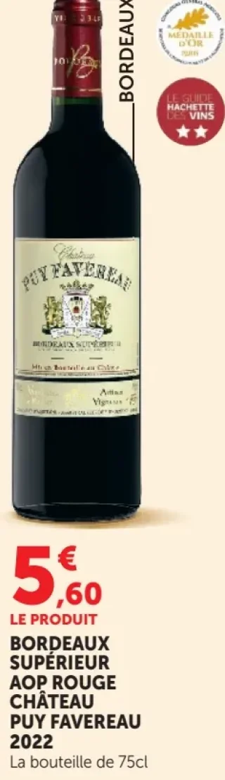 BORDEAUX SUPÉRIEUR AOP ROUGE CHÂTEAU PUY FAVEREAU 2022