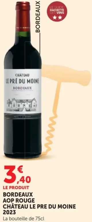 BORDEAUX AOP ROUGE CHÂTEAU LE PRE DU MOINE 2023